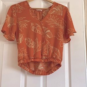 boho chic coral orange blouse